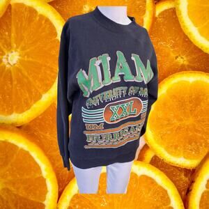 VTG Collegiate Colors Mens Navy‎ University of Miami Sweatshirt Size M